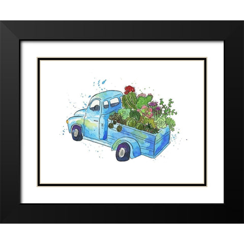 Flower Truck I Black Modern Wood Framed Art Print with Double Matting by McGuire, Catherine