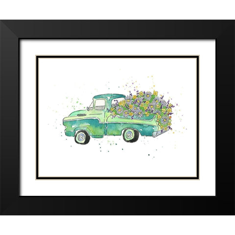 Flower Truck II Black Modern Wood Framed Art Print with Double Matting by McGuire, Catherine