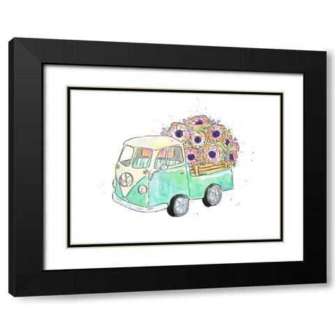 Flower Truck V Black Modern Wood Framed Art Print with Double Matting by McGuire, Catherine