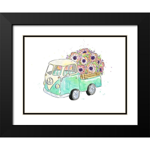 Flower Truck V Black Modern Wood Framed Art Print with Double Matting by McGuire, Catherine
