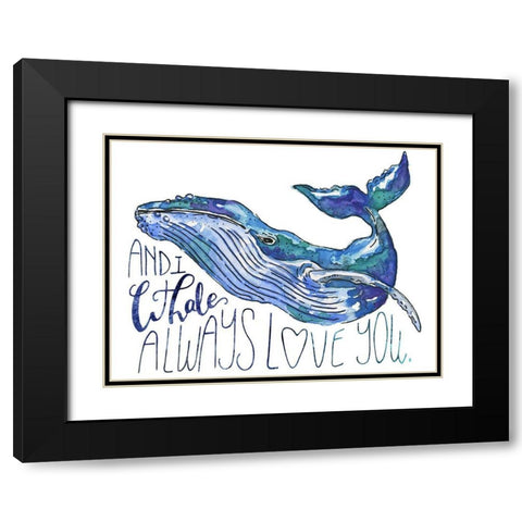 Whale Love I Black Modern Wood Framed Art Print with Double Matting by McGuire, Catherine