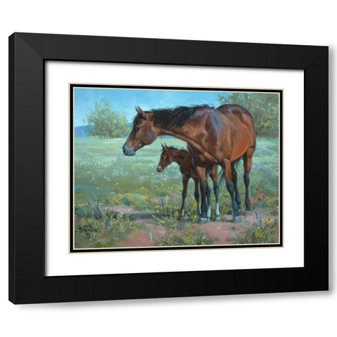 Under Mamas Watchful Eye Black Modern Wood Framed Art Print with Double Matting by Sorenson, Jack