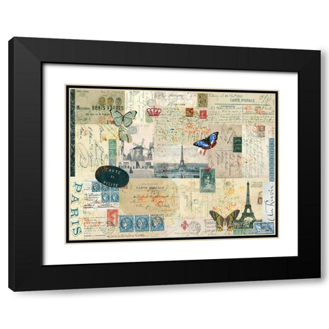 Postcards of Paris I Black Modern Wood Framed Art Print with Double Matting by Lloyd, Sandy