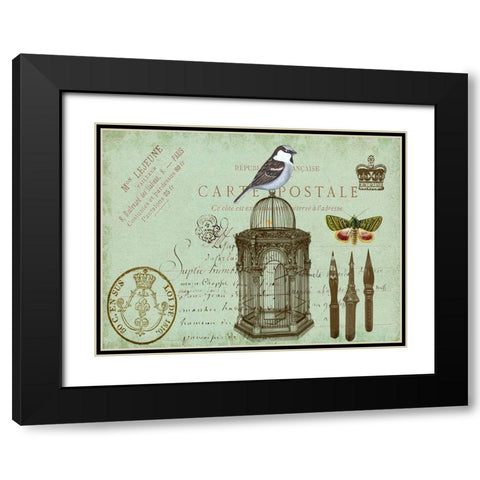 Postcards of Paris II Black Modern Wood Framed Art Print with Double Matting by Lloyd, Sandy