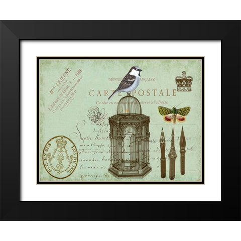 Postcards of Paris II Black Modern Wood Framed Art Print with Double Matting by Lloyd, Sandy