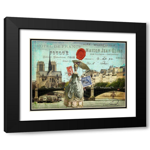 Postcards of Paris VI Black Modern Wood Framed Art Print with Double Matting by Lloyd, Sandy