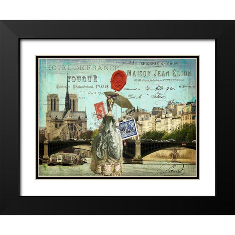 Postcards of Paris VI Black Modern Wood Framed Art Print with Double Matting by Lloyd, Sandy