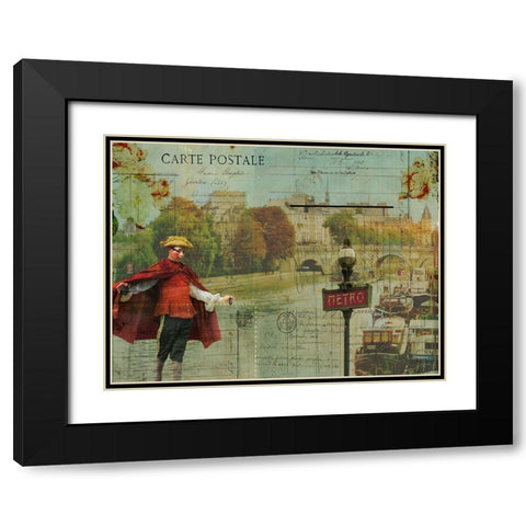Postcards of Paris VII Black Modern Wood Framed Art Print with Double Matting by Lloyd, Sandy