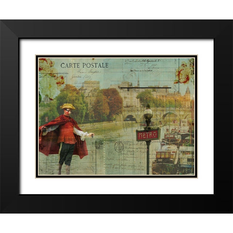Postcards of Paris VII Black Modern Wood Framed Art Print with Double Matting by Lloyd, Sandy