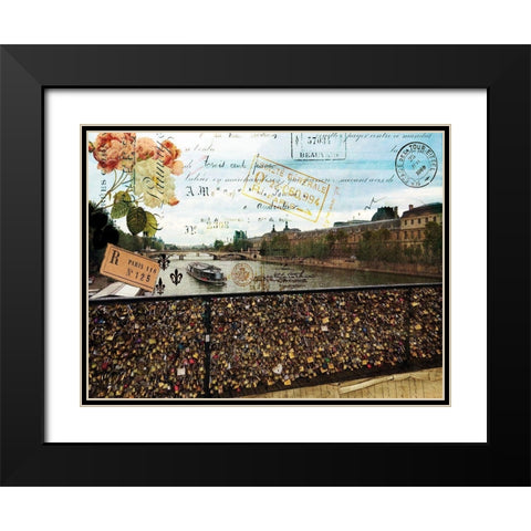 Postcards of Paris VIII Black Modern Wood Framed Art Print with Double Matting by Lloyd, Sandy
