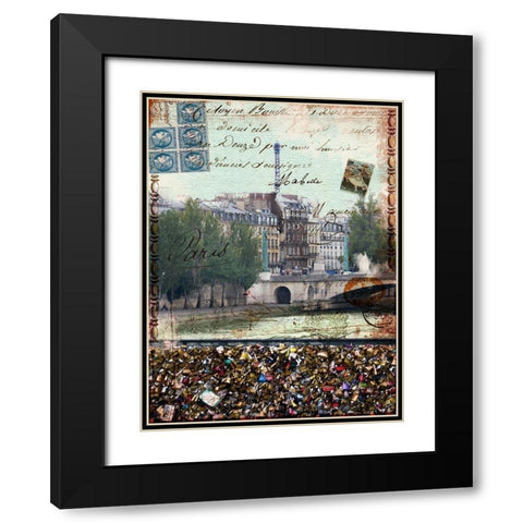 Postcards of Paris IX Black Modern Wood Framed Art Print with Double Matting by Lloyd, Sandy