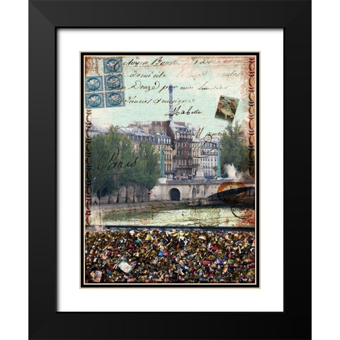 Postcards of Paris IX Black Modern Wood Framed Art Print with Double Matting by Lloyd, Sandy