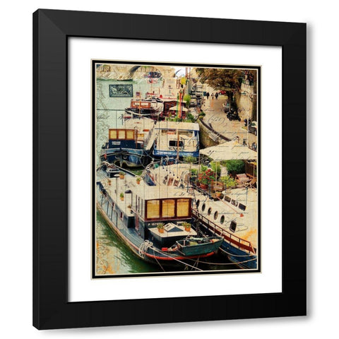 Postcards of Paris X Black Modern Wood Framed Art Print with Double Matting by Lloyd, Sandy