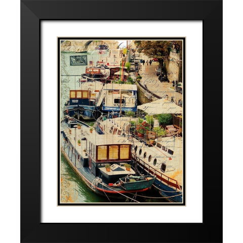 Postcards of Paris X Black Modern Wood Framed Art Print with Double Matting by Lloyd, Sandy
