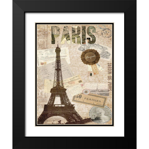 Postcards of Paris XIV Black Modern Wood Framed Art Print with Double Matting by Lloyd, Sandy