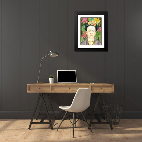 Frida Kahlo I Black Modern Wood Framed Art Print with Double Matting by Wang, Melissa