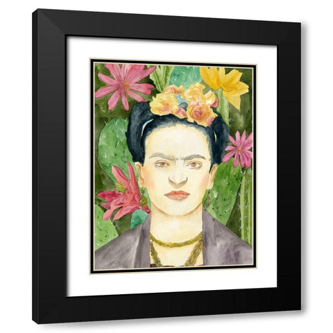 Frida Kahlo I Black Modern Wood Framed Art Print with Double Matting by Wang, Melissa