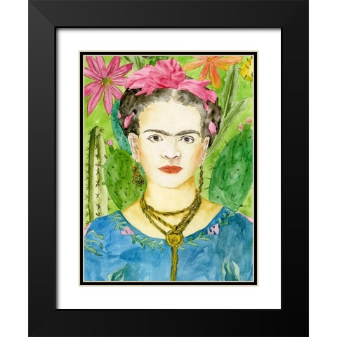 Frida Kahlo II Black Modern Wood Framed Art Print with Double Matting by Wang, Melissa