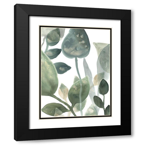 Water Leaves I Black Modern Wood Framed Art Print with Double Matting by Vess, June Erica
