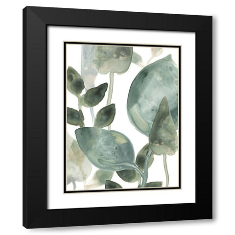 Water Leaves II Black Modern Wood Framed Art Print with Double Matting by Vess, June Erica