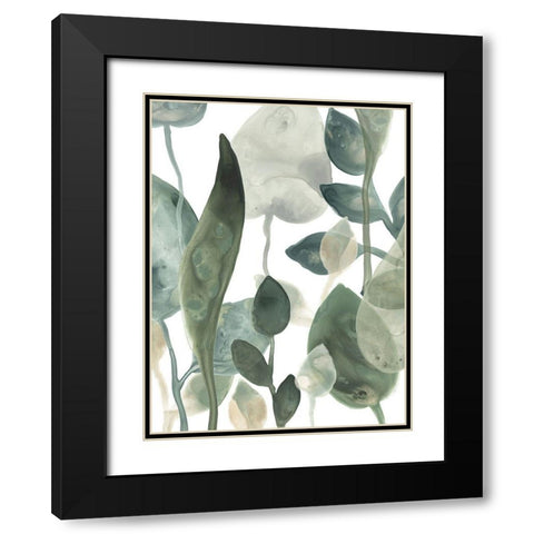 Water Leaves III Black Modern Wood Framed Art Print with Double Matting by Vess, June Erica