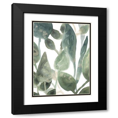 Water Leaves IV Black Modern Wood Framed Art Print with Double Matting by Vess, June Erica