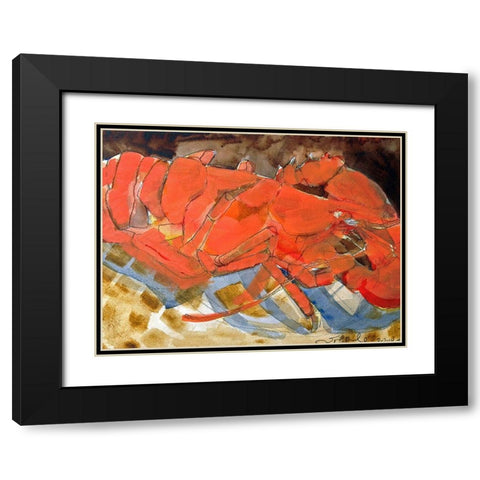 Abstract Lobster III Black Modern Wood Framed Art Print with Double Matting by Ferrell, Erin McGee