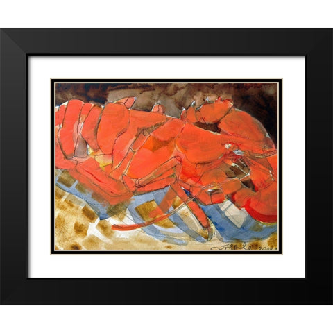 Abstract Lobster III Black Modern Wood Framed Art Print with Double Matting by Ferrell, Erin McGee