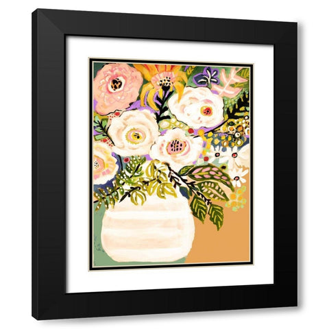 Summer Flowers in a Vase II Black Modern Wood Framed Art Print with Double Matting by Fields, Karen