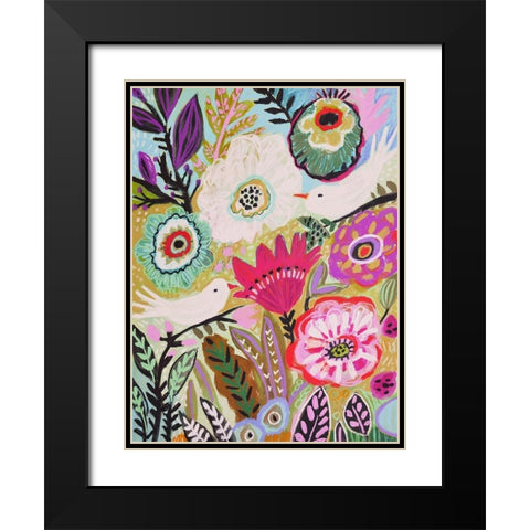 Garden Birds I Black Modern Wood Framed Art Print with Double Matting by Fields, Karen
