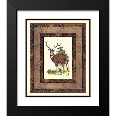 Rustic Deer Black Modern Wood Framed Art Print with Double Matting by Vision Studio