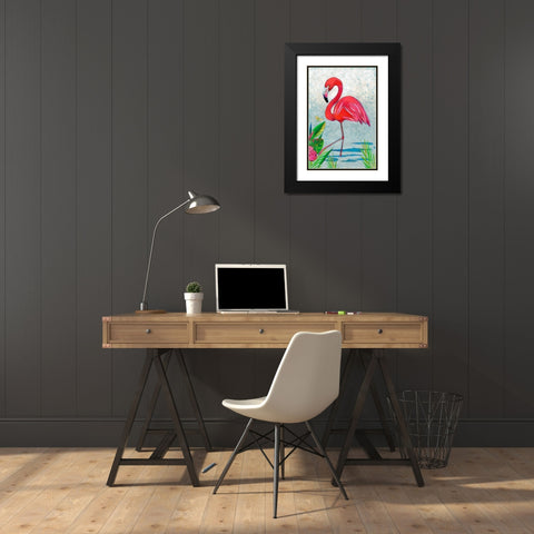 Custom Vivid Flamingo I Black Modern Wood Framed Art Print with Double Matting by Zarris, Chariklia