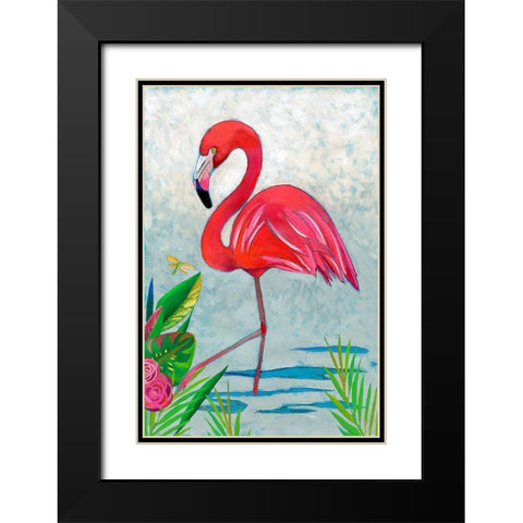 Custom Vivid Flamingo I Black Modern Wood Framed Art Print with Double Matting by Zarris, Chariklia