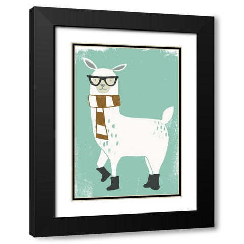 Bundle Up Llama II Black Modern Wood Framed Art Print with Double Matting by Vess, June Erica