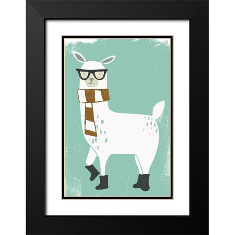 Bundle Up Llama II Black Modern Wood Framed Art Print with Double Matting by Vess, June Erica