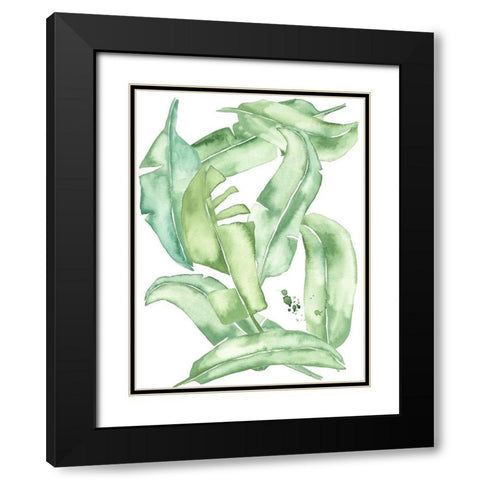 Green Paradise Palm I Black Modern Wood Framed Art Print with Double Matting by Wang, Melissa