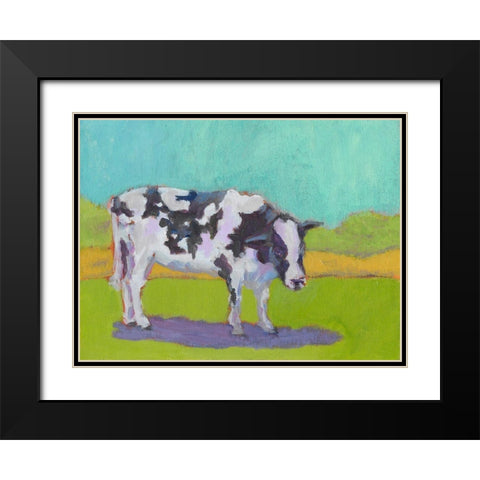 Pasture Cow I Black Modern Wood Framed Art Print with Double Matting by Young, Carol