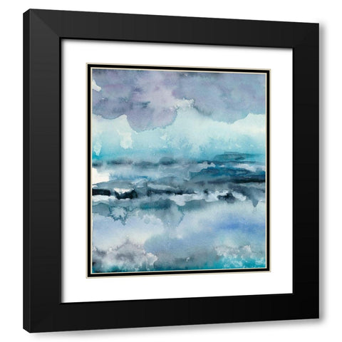 Blue Tide I Black Modern Wood Framed Art Print with Double Matting by Zarris, Chariklia