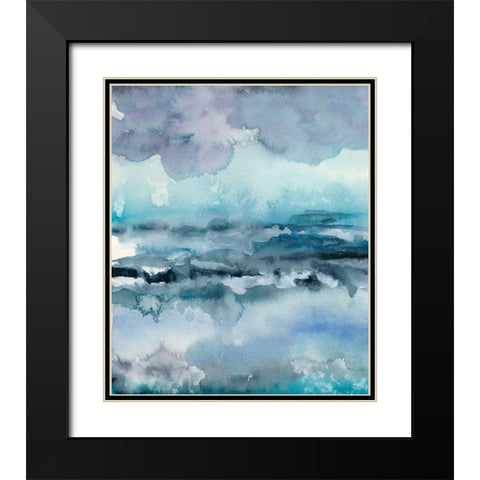 Blue Tide I Black Modern Wood Framed Art Print with Double Matting by Zarris, Chariklia