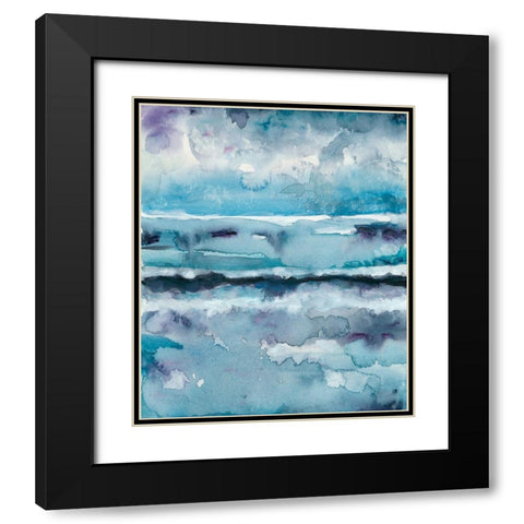 Blue Tide II Black Modern Wood Framed Art Print with Double Matting by Zarris, Chariklia