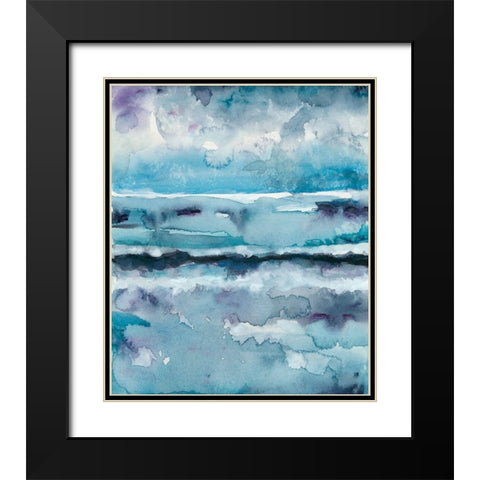 Blue Tide II Black Modern Wood Framed Art Print with Double Matting by Zarris, Chariklia