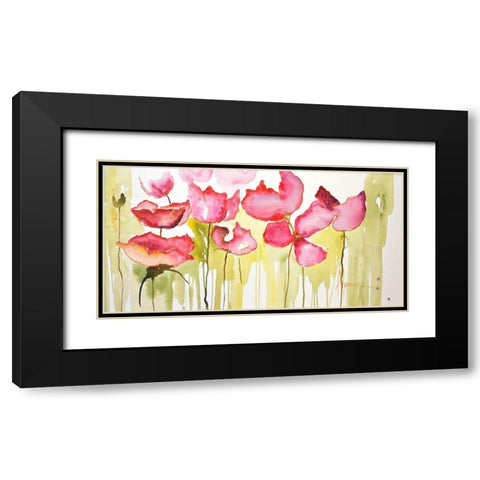 Horizontal Flores I Black Modern Wood Framed Art Print with Double Matting by Herrera, Leticia