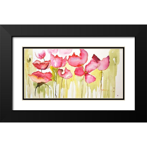 Horizontal Flores I Black Modern Wood Framed Art Print with Double Matting by Herrera, Leticia