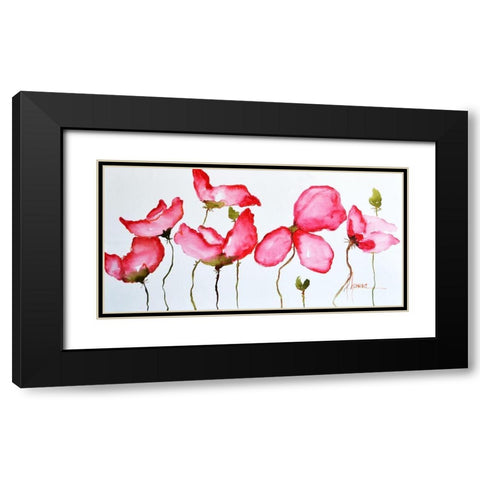 Horizontal Flores II Black Modern Wood Framed Art Print with Double Matting by Herrera, Leticia
