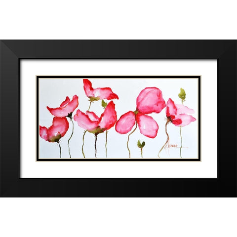 Horizontal Flores II Black Modern Wood Framed Art Print with Double Matting by Herrera, Leticia