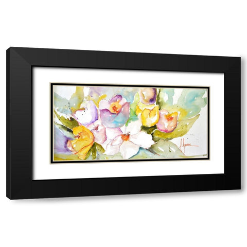 Horizontal Flores IV Black Modern Wood Framed Art Print with Double Matting by Herrera, Leticia