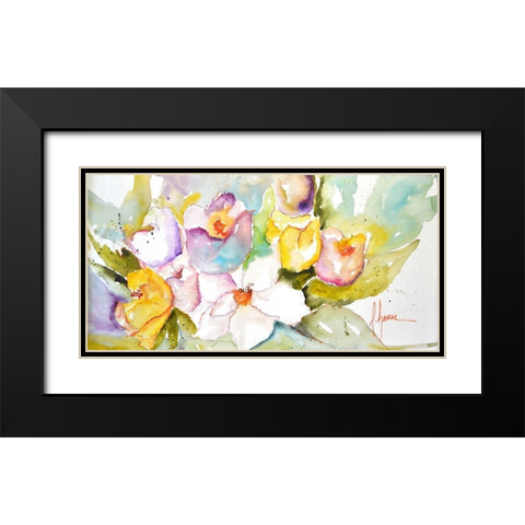 Horizontal Flores IV Black Modern Wood Framed Art Print with Double Matting by Herrera, Leticia