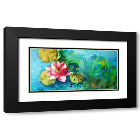 Horizontal Flores VI Black Modern Wood Framed Art Print with Double Matting by Herrera, Leticia