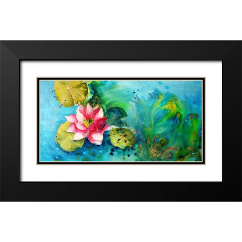 Horizontal Flores VI Black Modern Wood Framed Art Print with Double Matting by Herrera, Leticia
