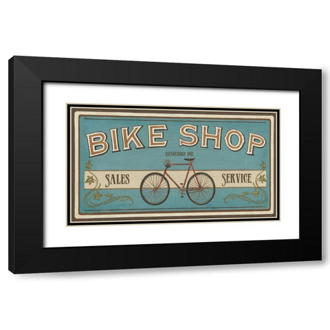 Custom Bike Shop I Black Modern Wood Framed Art Print with Double Matting by Vess, June Erica